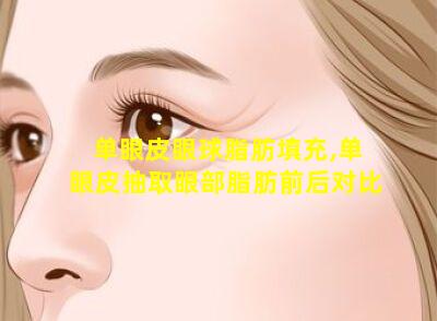 单眼皮眼球脂肪填充,单眼皮抽取眼部脂肪前后对比
